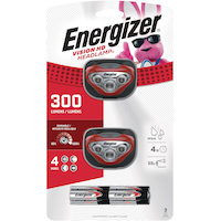 Energizer Vision HD 300 Lumens Washable LED Headlight/Headlamp, Batteries Included, 2-pk