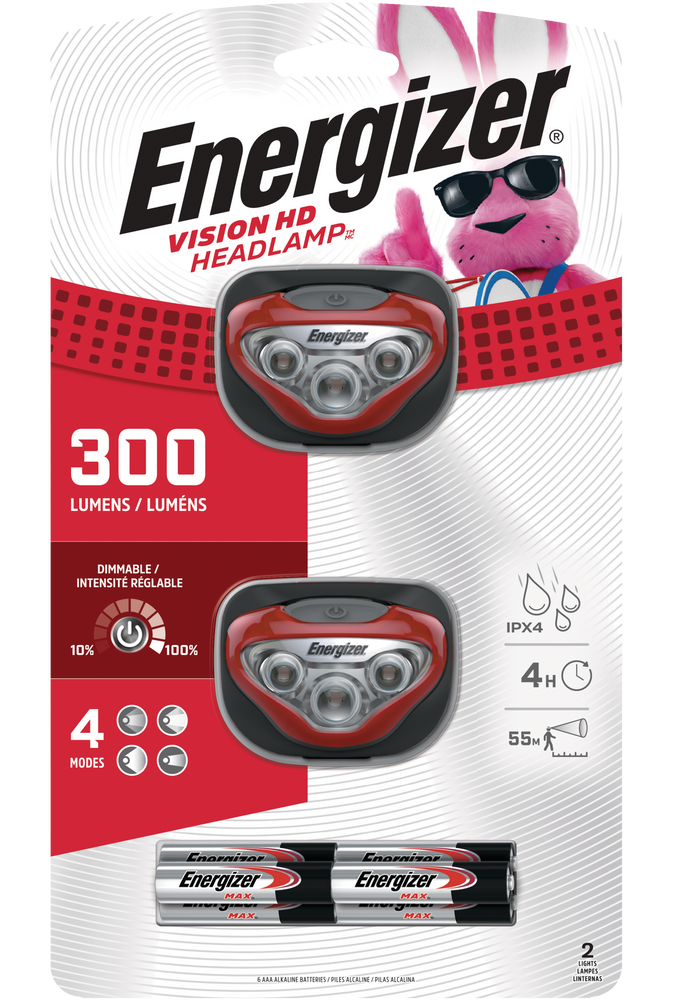 Energizer Vision HD 300 Lumens Washable LED Headlight/Headlamp