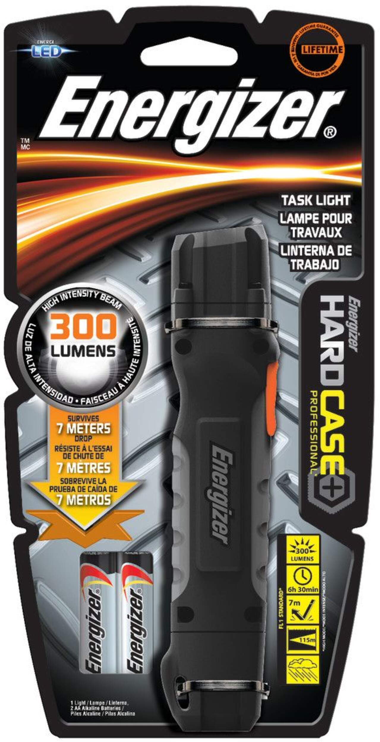 Energizer 300 Lumens Durable Waterproof LED Hard Case Pro Task Light, Batteries Included Front_Flat