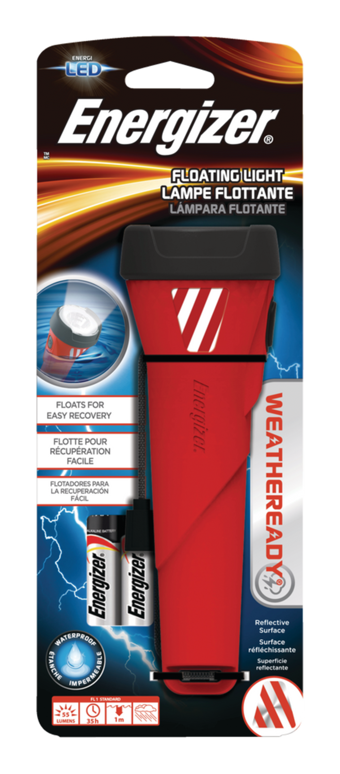 Energizer Weather Ready Waterproof Floating LED Flashlight, Batteries