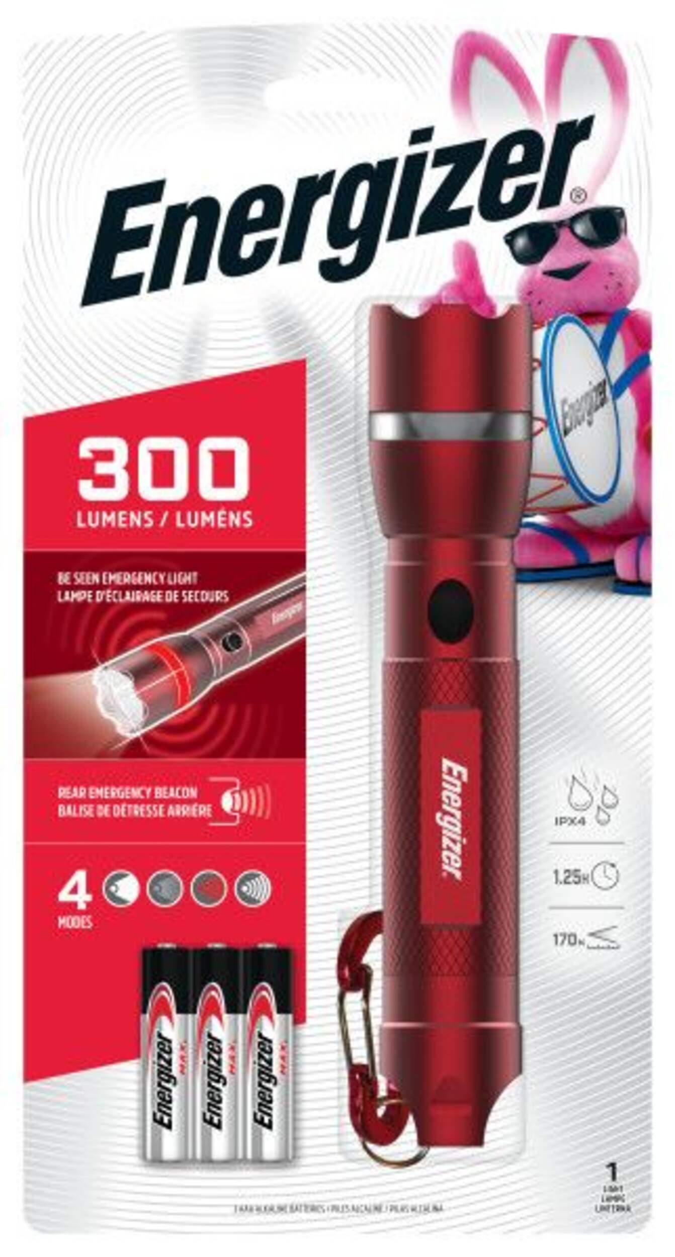 Lampe de poche d'urgence en métal Energizer, 300 lumens Front_Flat