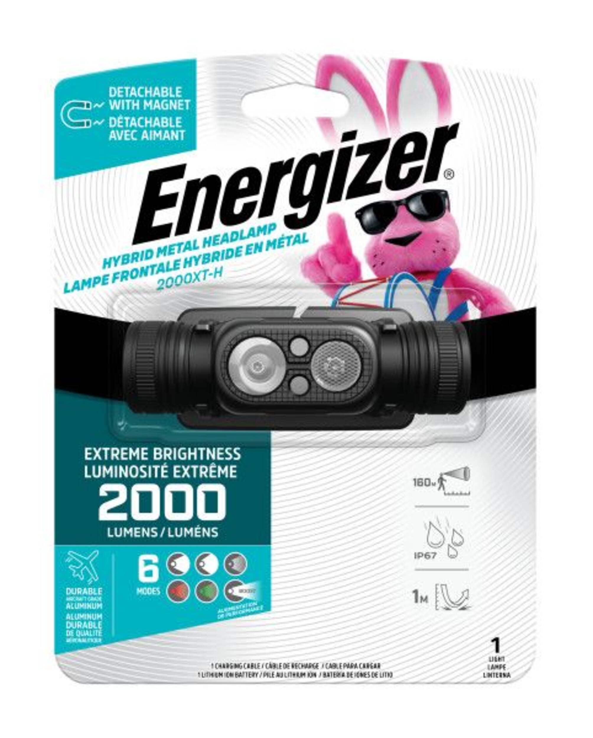 Lampe frontale hybride en métal à lumière élevée Energizer Front_Flat