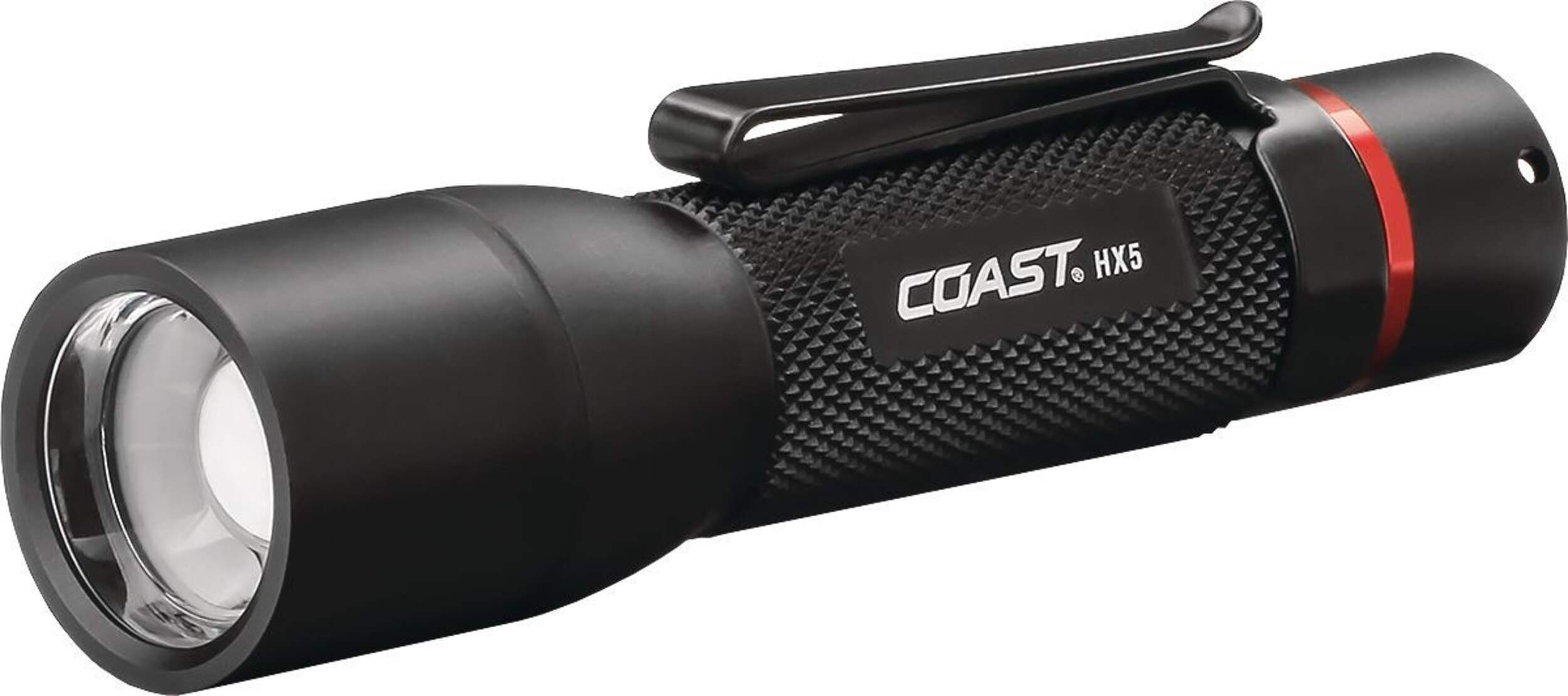 Coast HX5 Pocket Flashlight, Battery Compatible and Rechargeable, Black Front_Angled_Left