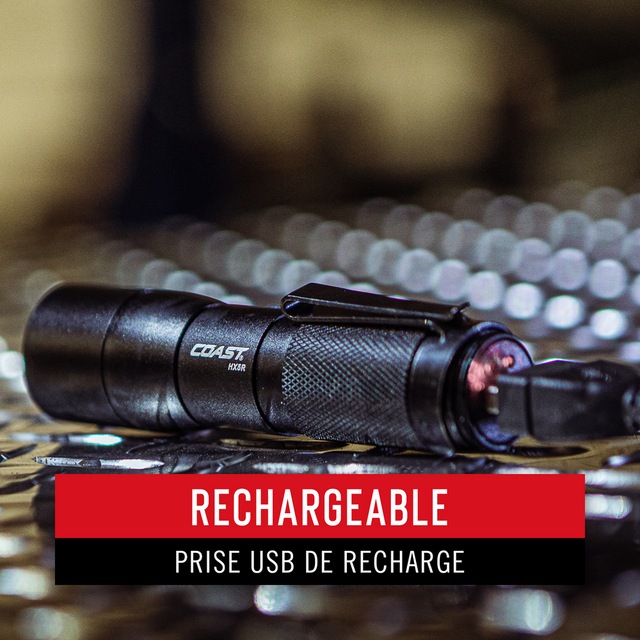 Coast HX5R USB Rechargeable Handheld Flashlight, LiIon Battery Included, Black Canadian Tire