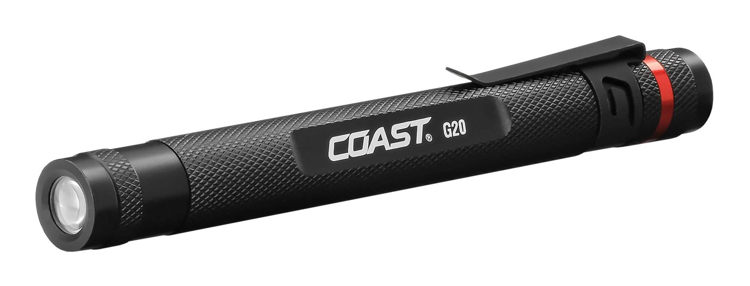 Coast G20 36 Lumens Weatherproof Inspection Handheld Flashlight, Batteries Included, Black Front_Angled_Left