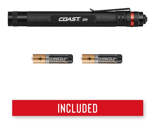 Coast G20 36 Lumens Weatherproof Inspection Handheld Flashlight, Batteries Included, Black