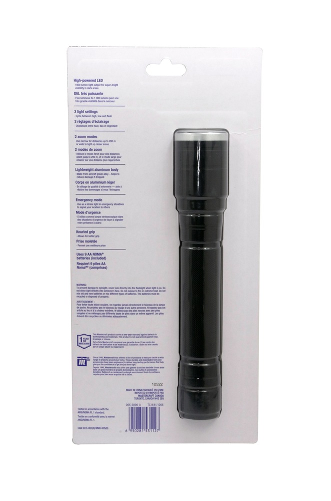 Mastercraft 1000 Lumens Waterproof Aluminum LED Handheld Flashlight