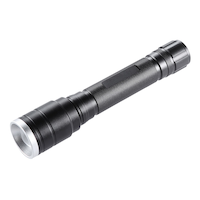 Mastercraft 500 Lumens Waterproof Aluminum LED Handheld Flashlight, Batteries Included, Black Front_Angled_Left