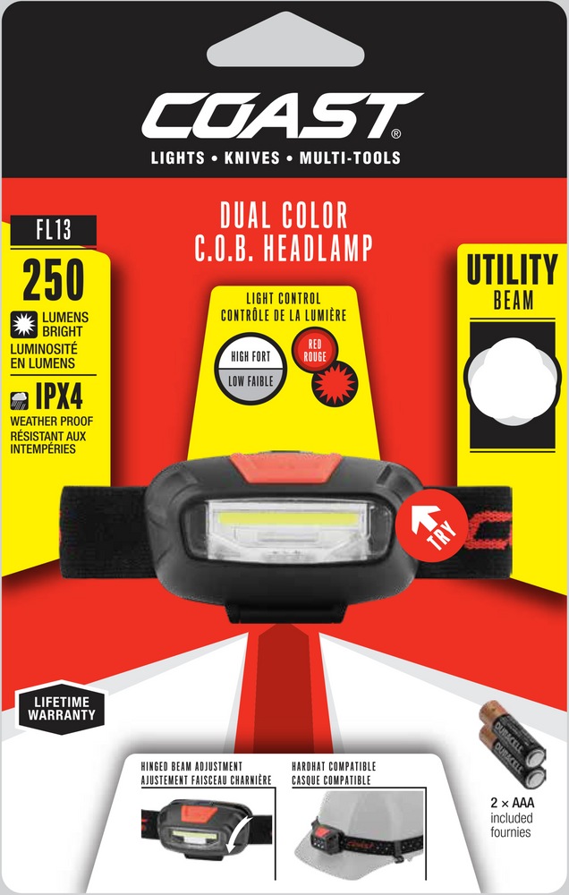Coast FL13 250 Lumens Weatherproof Dual Colour Headlight/Headlamp