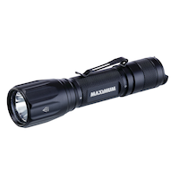 MAXIMUM 600 Lumens Waterproof Rechargeable LED Handheld Flashlight, Batteries Included, Black Front_Angled_Left