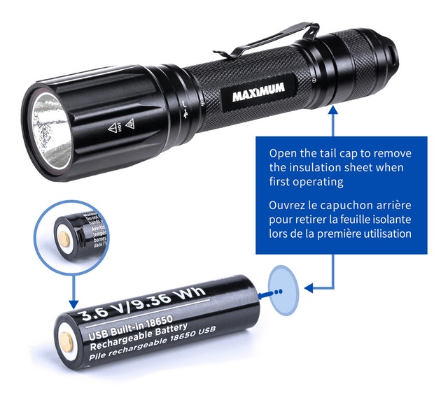 MAXIMUM 1000 Lumens Waterproof Rechargeable UV LED Handheld Flashlight