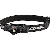 Coast XPH30R Weatherproof Magnetic Dual Power Rechargeable Headlight/Headlamp, Black Front_Three_Fourths_Angled_Left