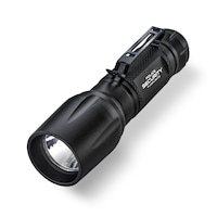 Police Security Stealth 80 Lumen Compact Aluminum Handheld LED Flashlight, Batteries Included, Black Front_Angled_Left