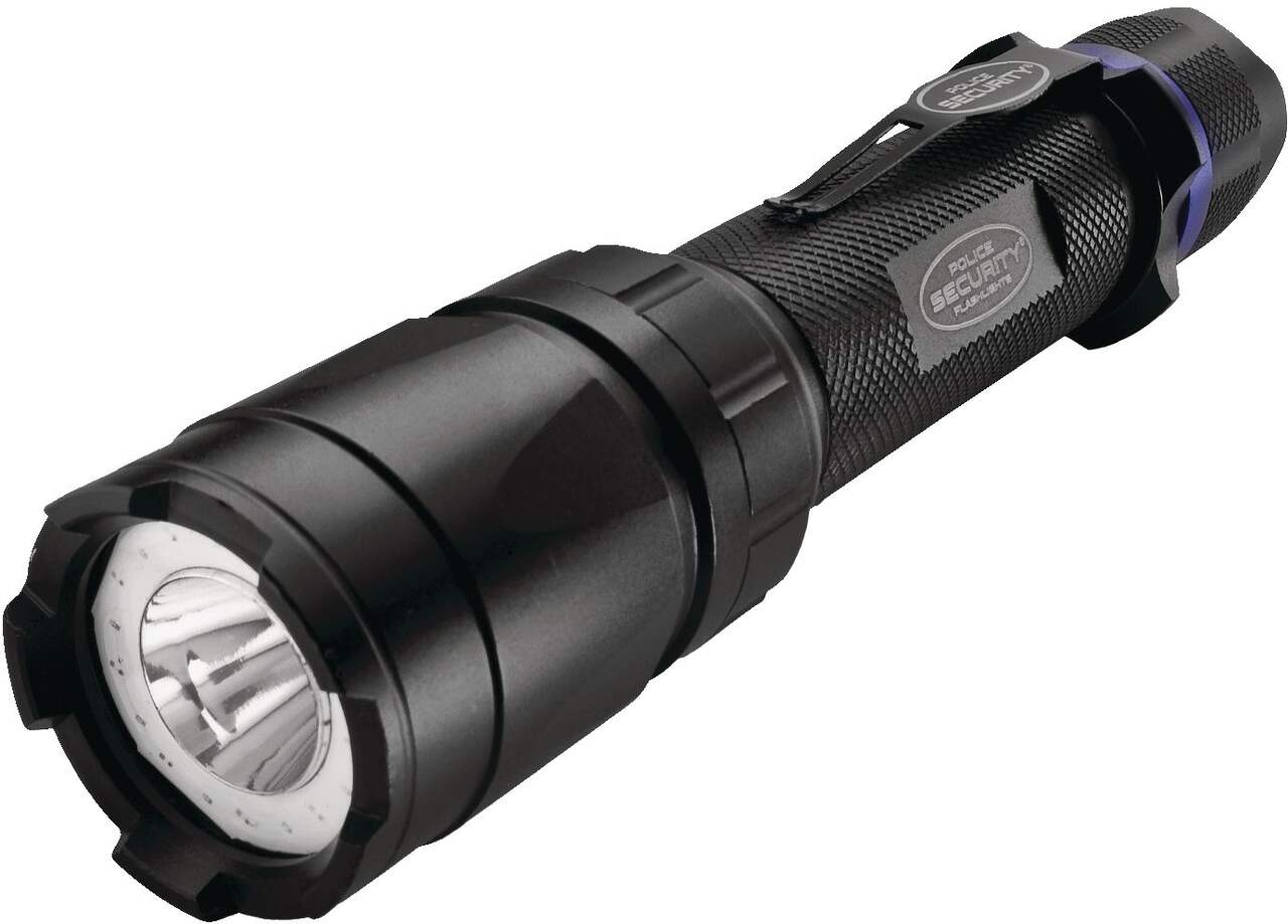Lampe de poche à DEL en aluminium Police Security Tract Tact avec 5 modes  d'éclairage, 280 lumens, piles incluses, noir