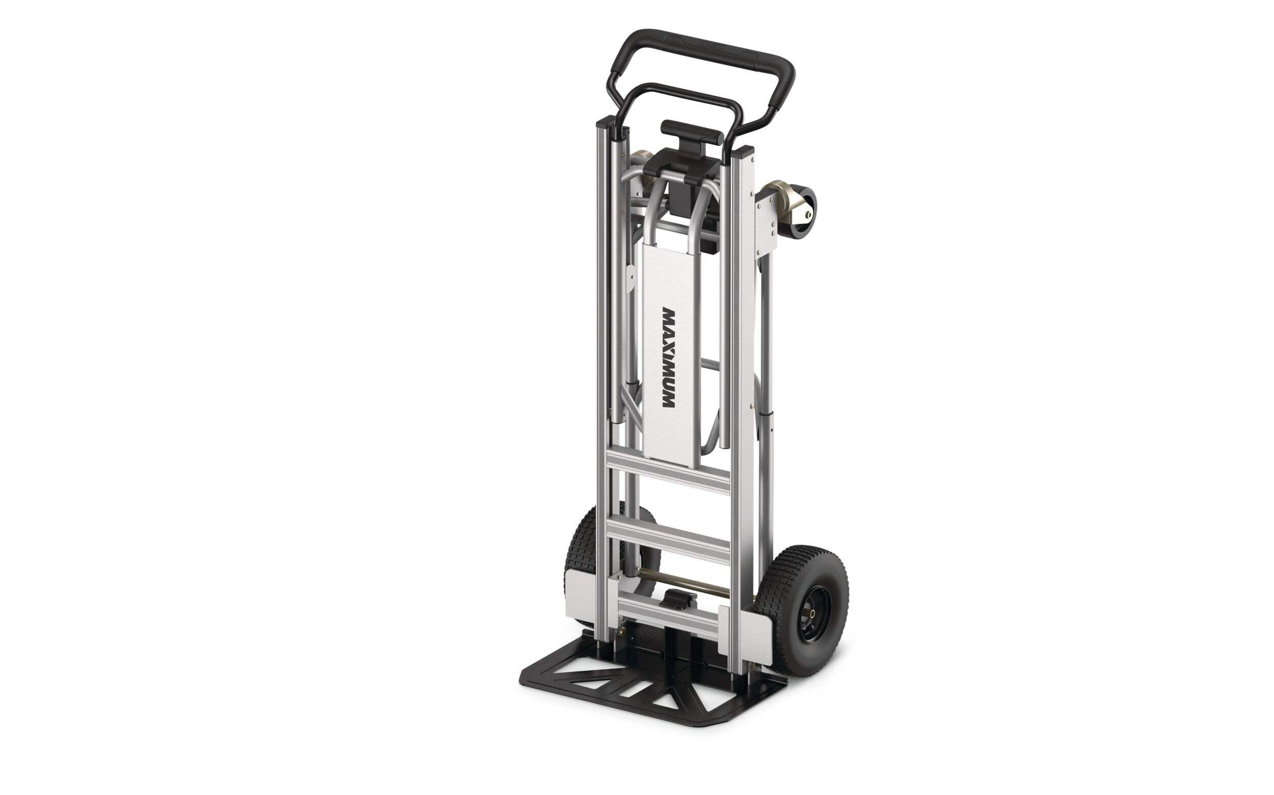 MAXIMUM 4-in-1 Hybrid Aluminum Hand Truck & Cart w/ Pneumatic Tires, 800-lb/1000-lb Front_Three_Fourths_Angled_Left