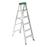 Mastercraft Grade 2 Aluminum Commercial Step Ladder, 6-ft, 225-lb Load Capacity Front_Three_Fourths_Angled_Right