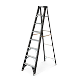 MAXIMUM Grade 1 Fibreglass Heavy-Duty Industrial Step Ladder, 250-lb, 8-ft Front_Angled_Left
