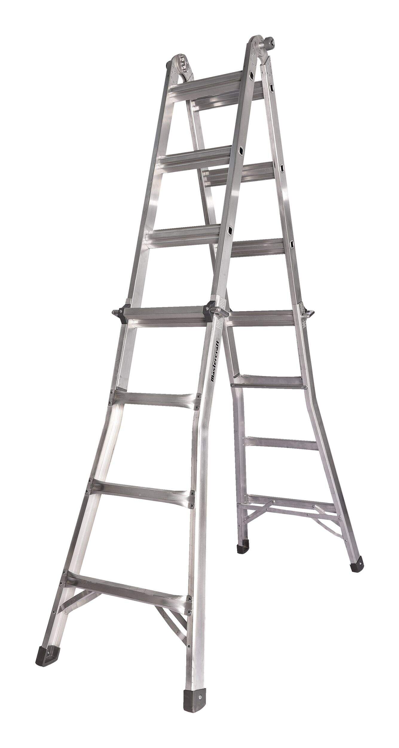 Mastercraft Grade 1A Aluminum Multi-Task Ladder, 17-ft, 300-lb Front_Angled_Left