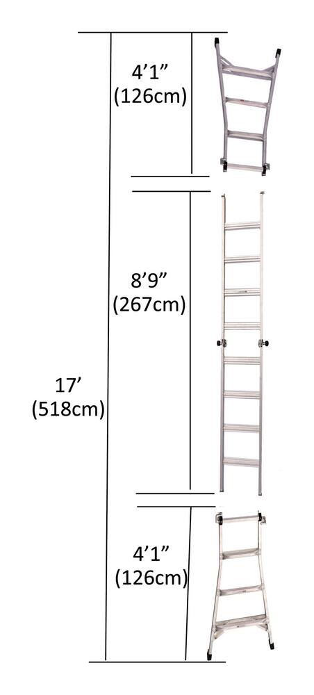 Mastercraft Grade 1A Aluminum Multi-Task Ladder, 17-ft, 300-lb ...