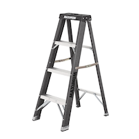 MAXIMUM Grade 1 Heavy-Duty Fiberglass Industrial Step Ladder, 4-ft, 250-lb Load Capacity Front_Three_Fourths_Angled_Left