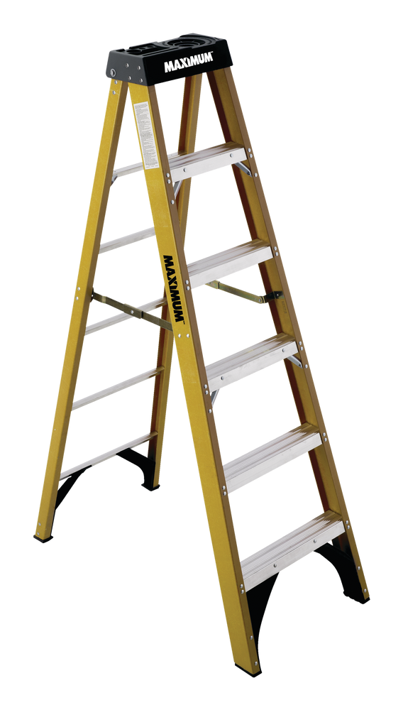 MAXIMUM Grade 1A Fiberglass Step Ladder, 300lb 6ft Canadian Tire