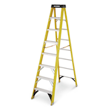 MAXIMUM Type 1A Fiberglass 8-Foot Step Ladder, 300 lb Front_Angled_Left