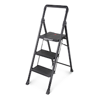 Mastercraft 3-Step Metal/Plastic Folding Step Stool, 250-lb, 3.9 ft Front_Three_Fourths_Angled_Left