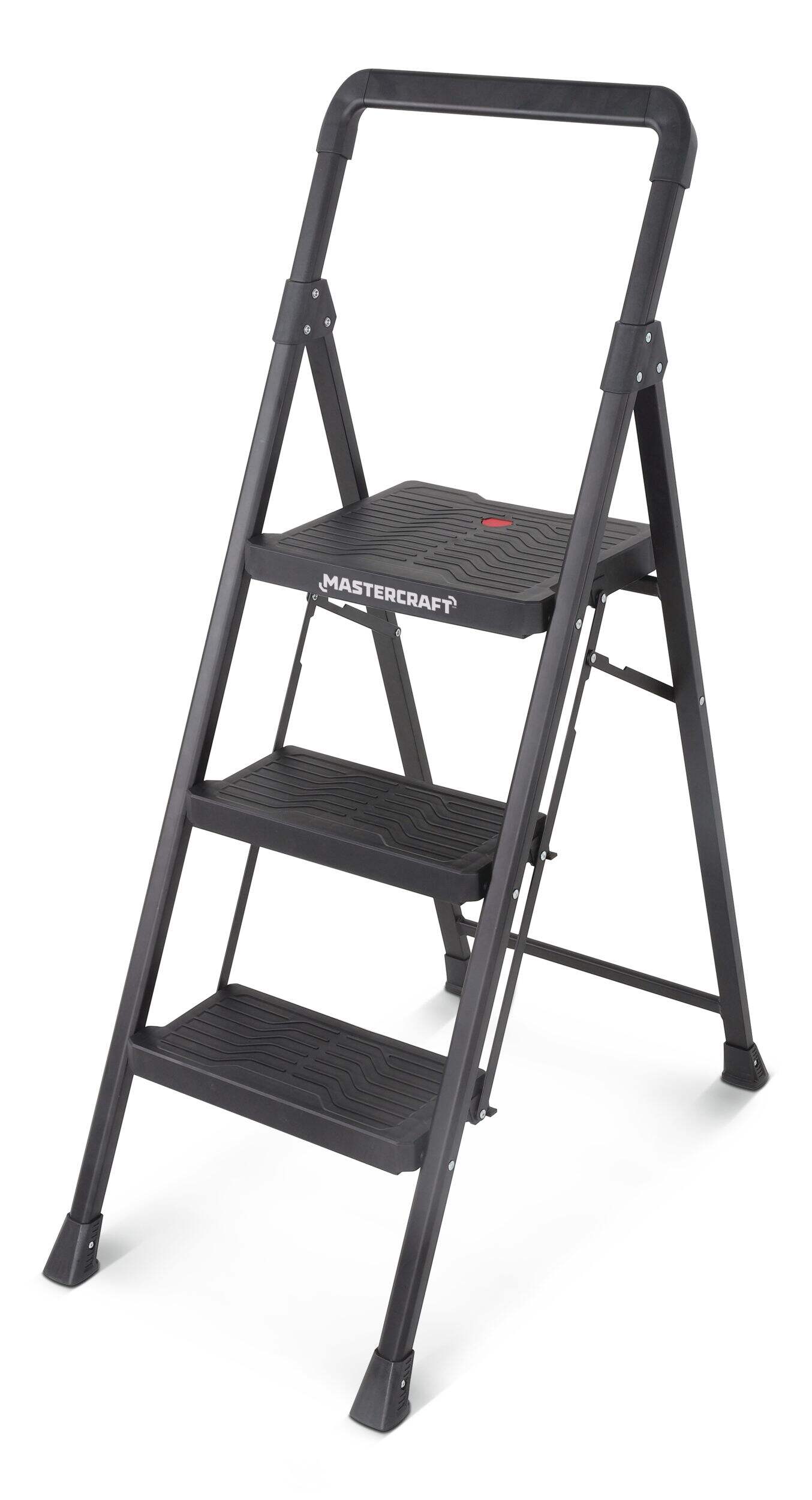 Escabeau pliant en métal/plastique à 3 marches Mastercraft, 250 lb, 3,9 pi Front_Three_Fourths_Angled_Left