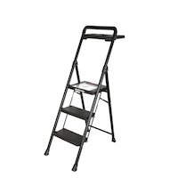Mastercraft 3-Step Ladder Heavy-Duty Metal/Plastic Folding Step Stool, 300-lb, 4.5 ft
