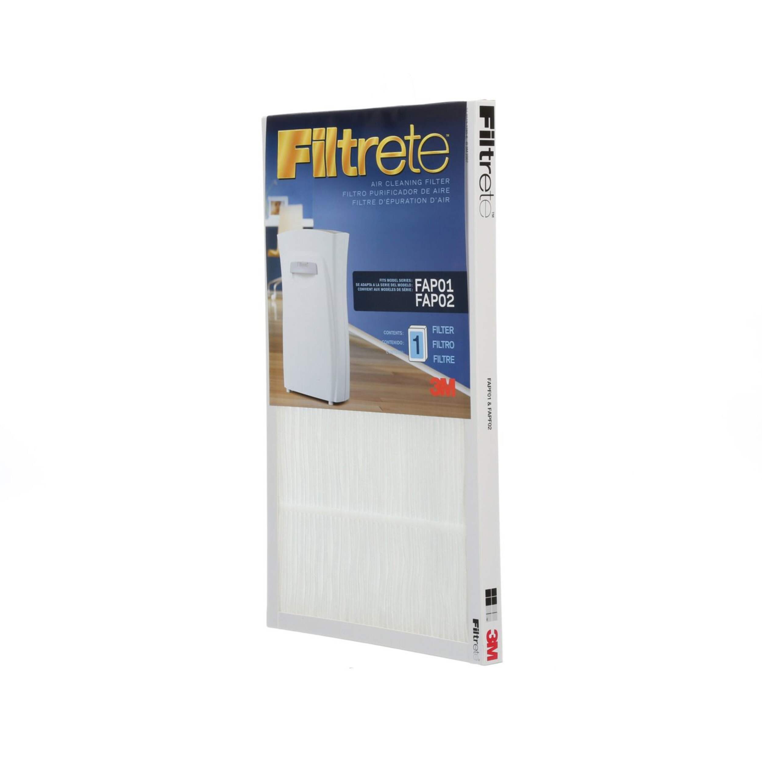 3M™ Filtrete™ 7000011079 Air Purifier/Cleaning Filter, FAPF02-4, 15 x 9 x 0.75-in Front_Angled_Left