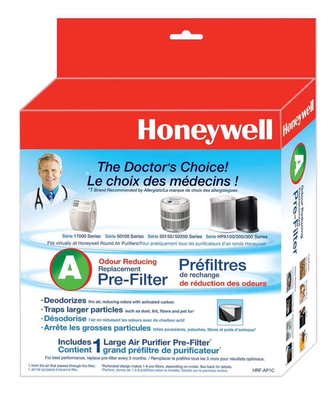 Honeywell HRF AP1C Universal Activated Carbon Odour Reducing Air Purifier Replacement Pre Filter A