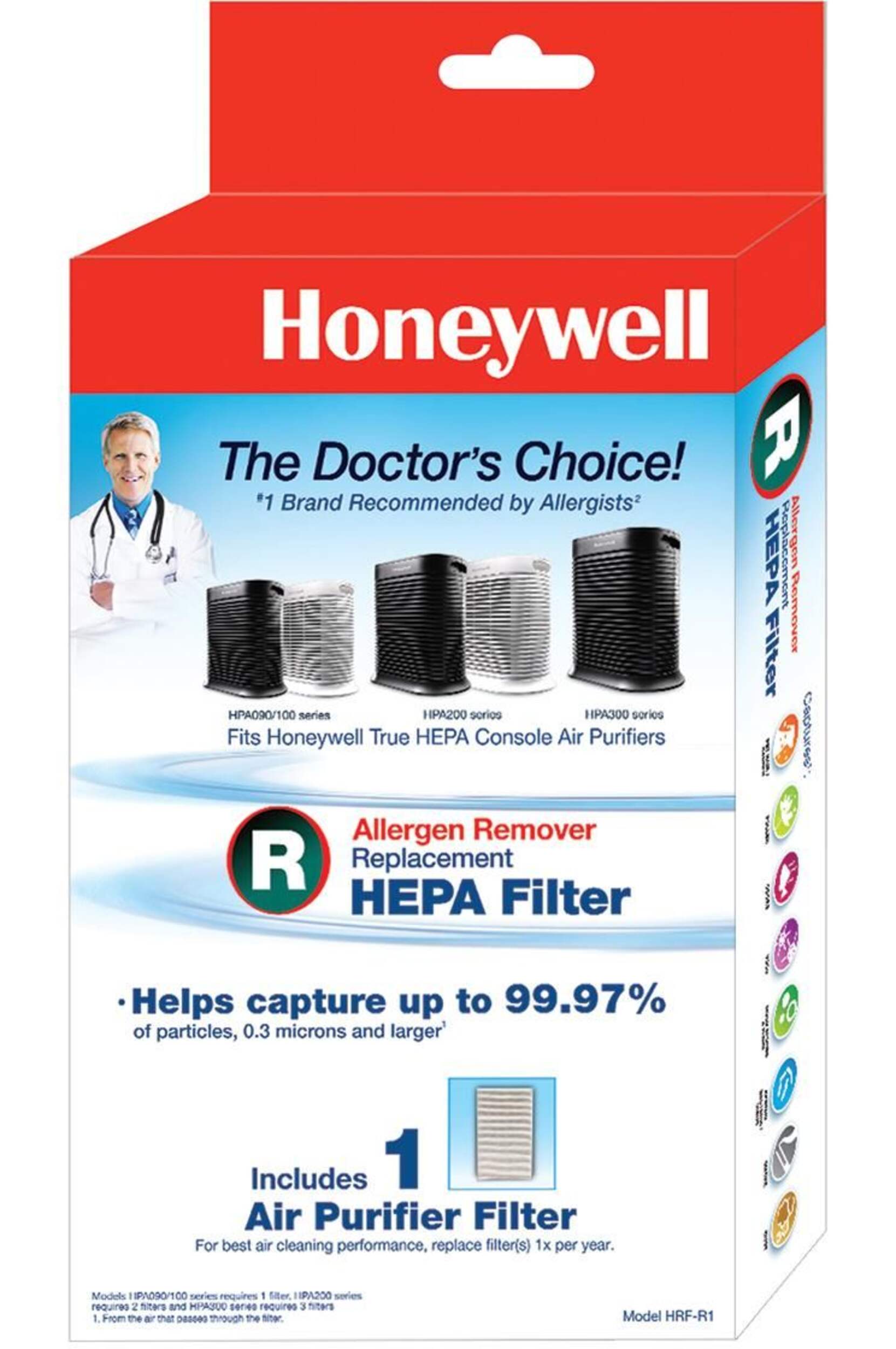 Honeywell HRF-R1C Allergen Remover True HEPA Air Purifier Replacement Filter (R) Front_Angled_Left