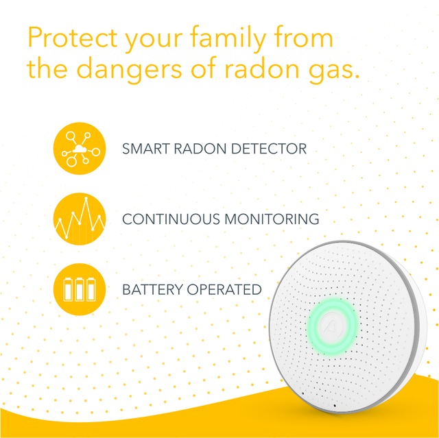 Airthings 2950 Wave Smart Radon Monitor with Temperature & Humidity Sensors, Battery Operated