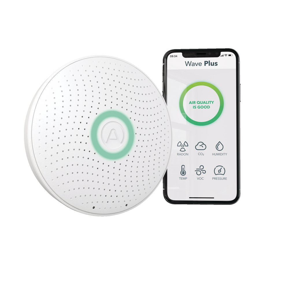Airthings Wave Plus Smart Indoor Air Quality Monitor with Radon Detection  Matte White 2930 - Best Buy