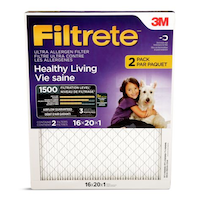 3M™ Filtrete™ Healthy Living Ultra Allergen Pleated Air Filters, MPR 1500, 16 x 20 x 1-in, 2-pk Front_Flat