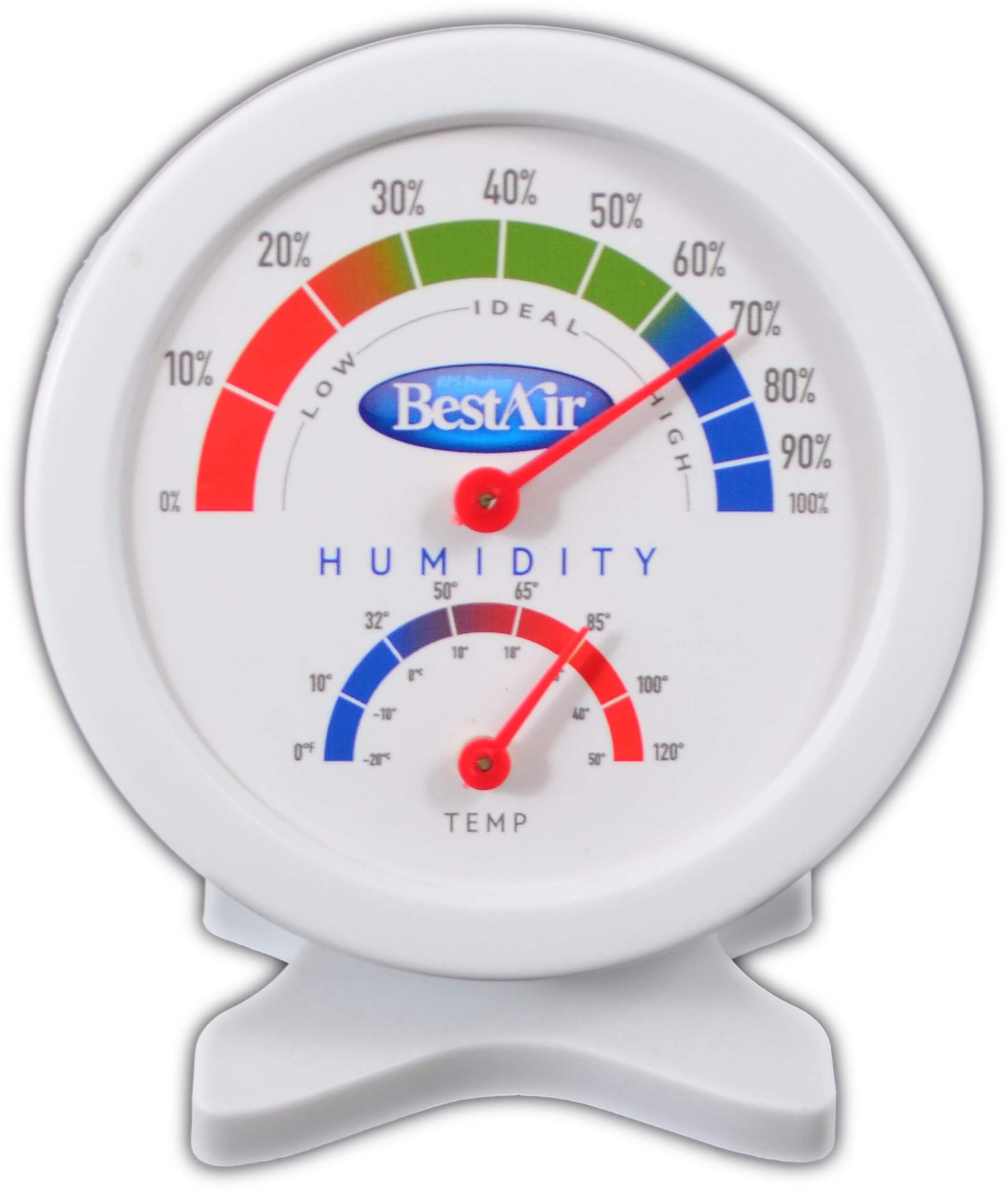 BestAir HG050-PDQ-4 Humidistat Humidity Monitor/Hygrometer, White Front_Flat