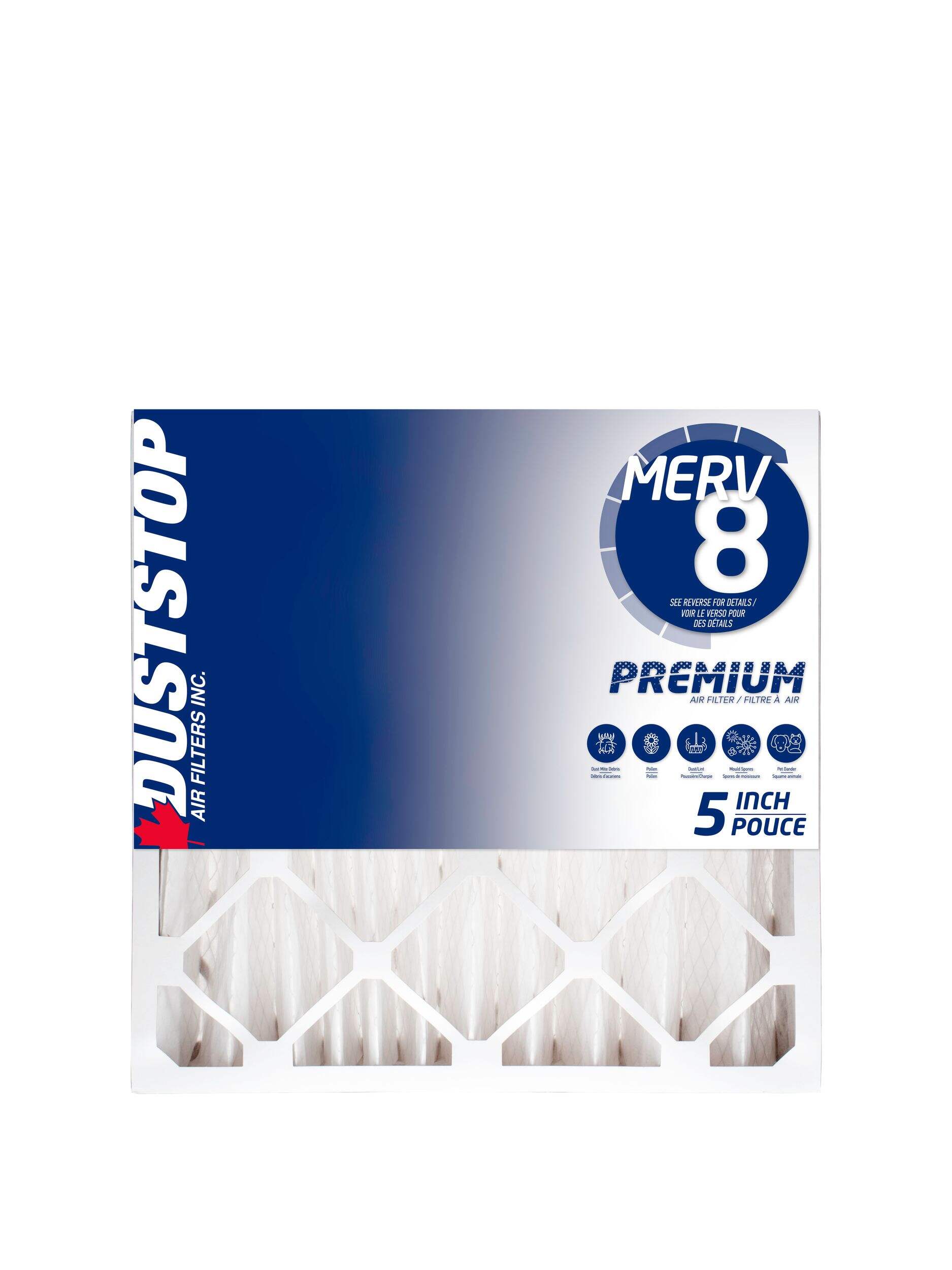 Duststop MERV 8 Premium Filter, 20-in x 20-in x 5-in Front_Flat