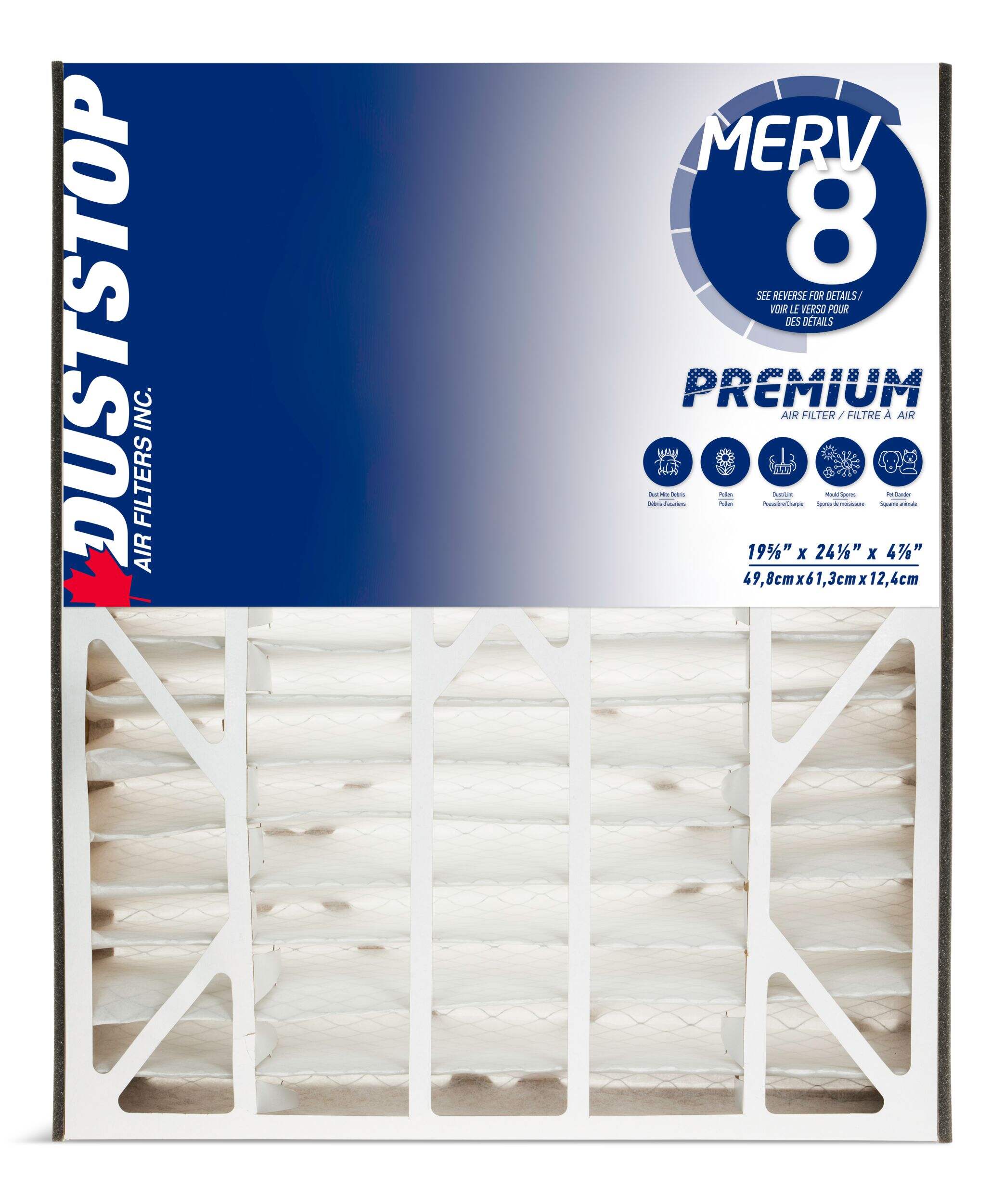 Wide Duststop MERV 8 Premium Filter with Foam, 20-in x 25-in x 5-in Front_Flat
