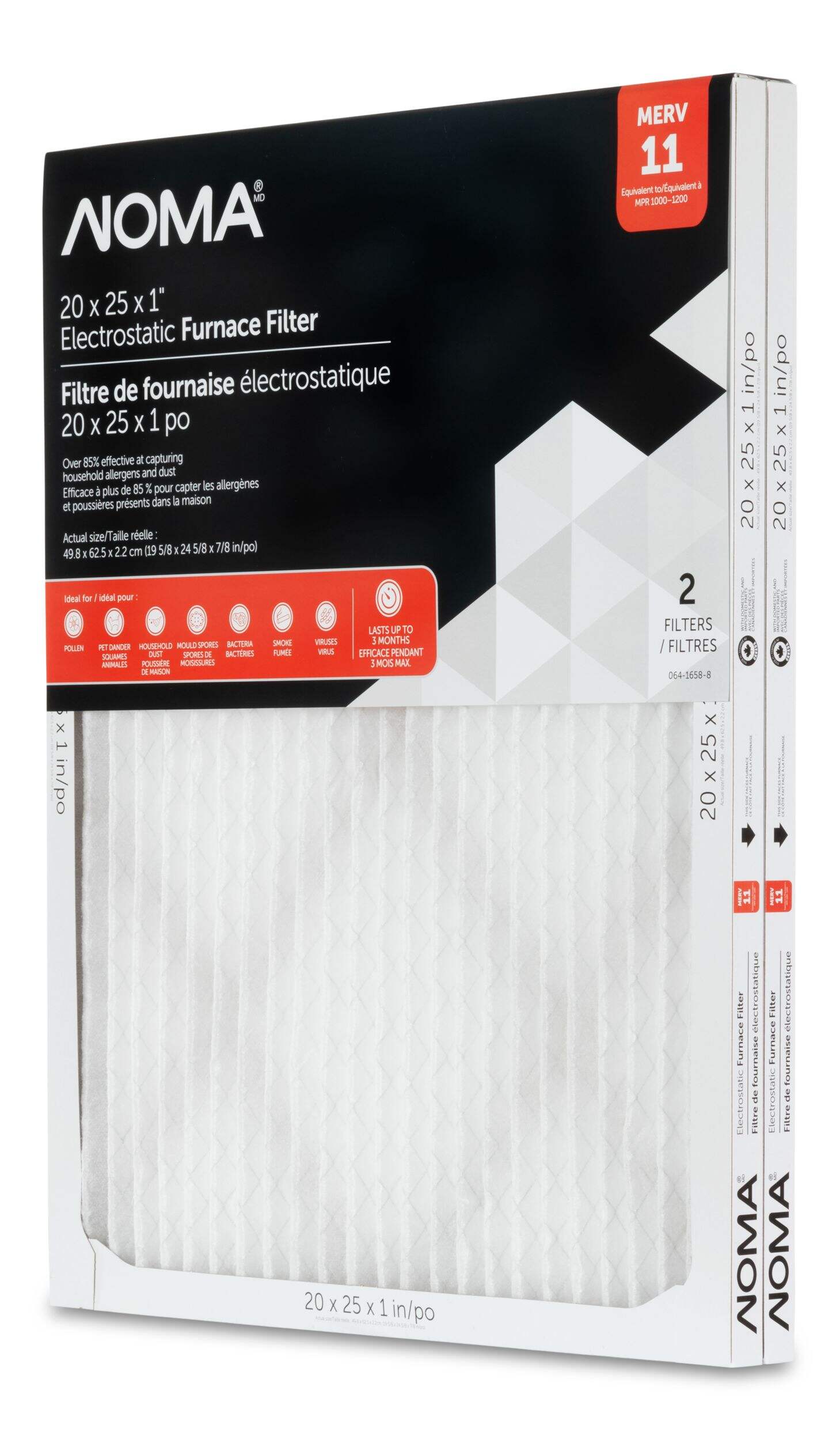 NOMA Merv 11 Furnace Filter, 2pk, 20 x 25in Canadian Tire