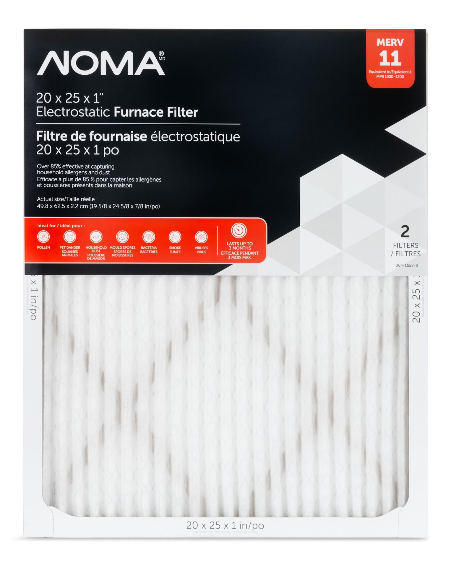NOMA Merv 11 Furnace Filter, 2pk, 20 x 25in Canadian Tire