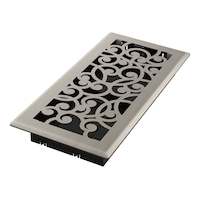 Imperial Wonderland Decorative Steel Floor Register, Adjustable, Brushed Nickel, 4 x 10-in