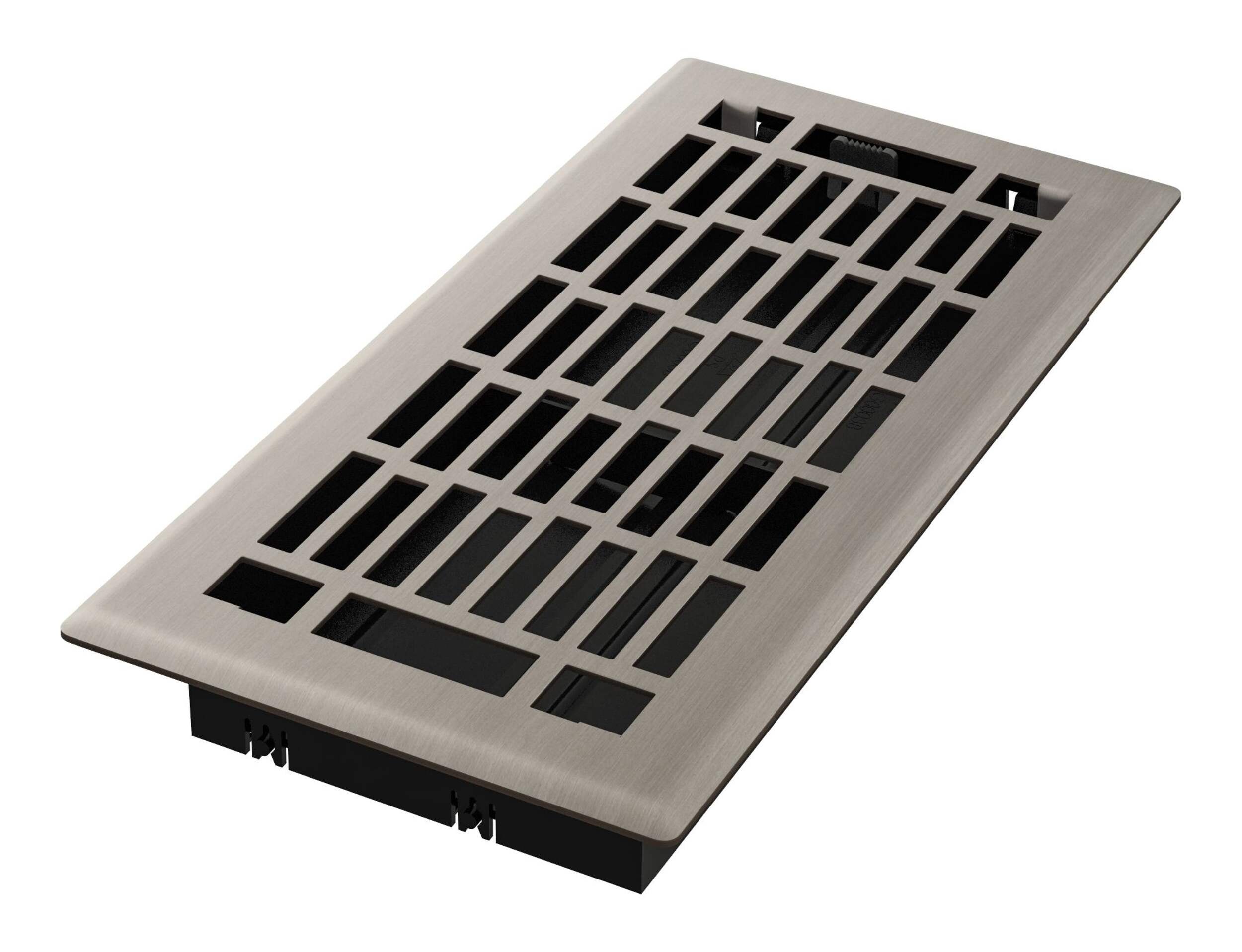 Imperial Geneva Decorative Steel Floor Register, Adjustable, Brushed Nickel, 4 x 10-in Front_Angled_Left