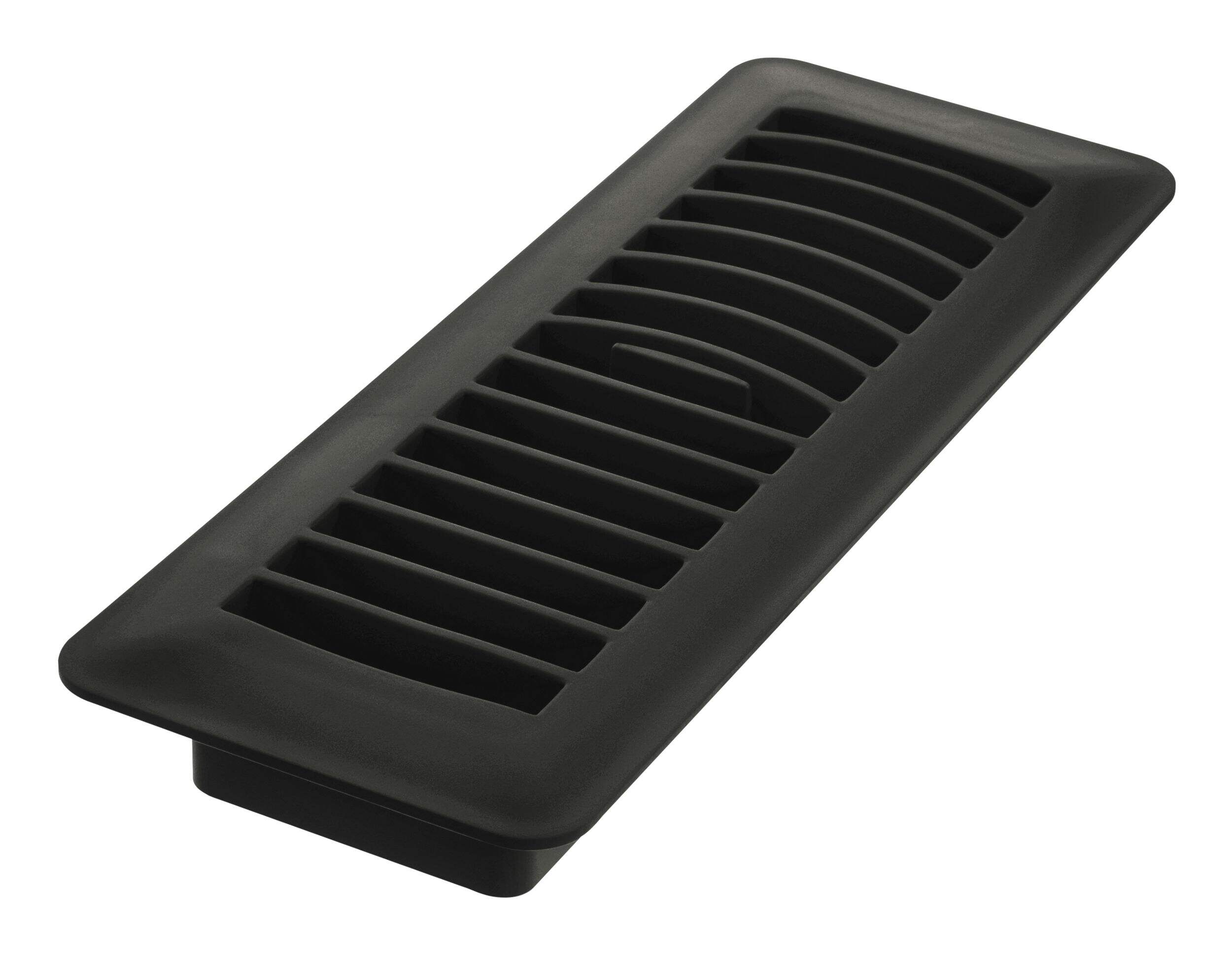 Imperial Louvered Plastic Floor Register, Adjustable, Dishwasher Safe, Black, 3 x 10-in Front_Three_Fourths_Angled_Right