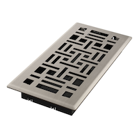 Grille de ventilation décorative en acier Imperial Arts & Crafts, réglable, nickel brossé, 4 x 10 po Front_Angled_Left