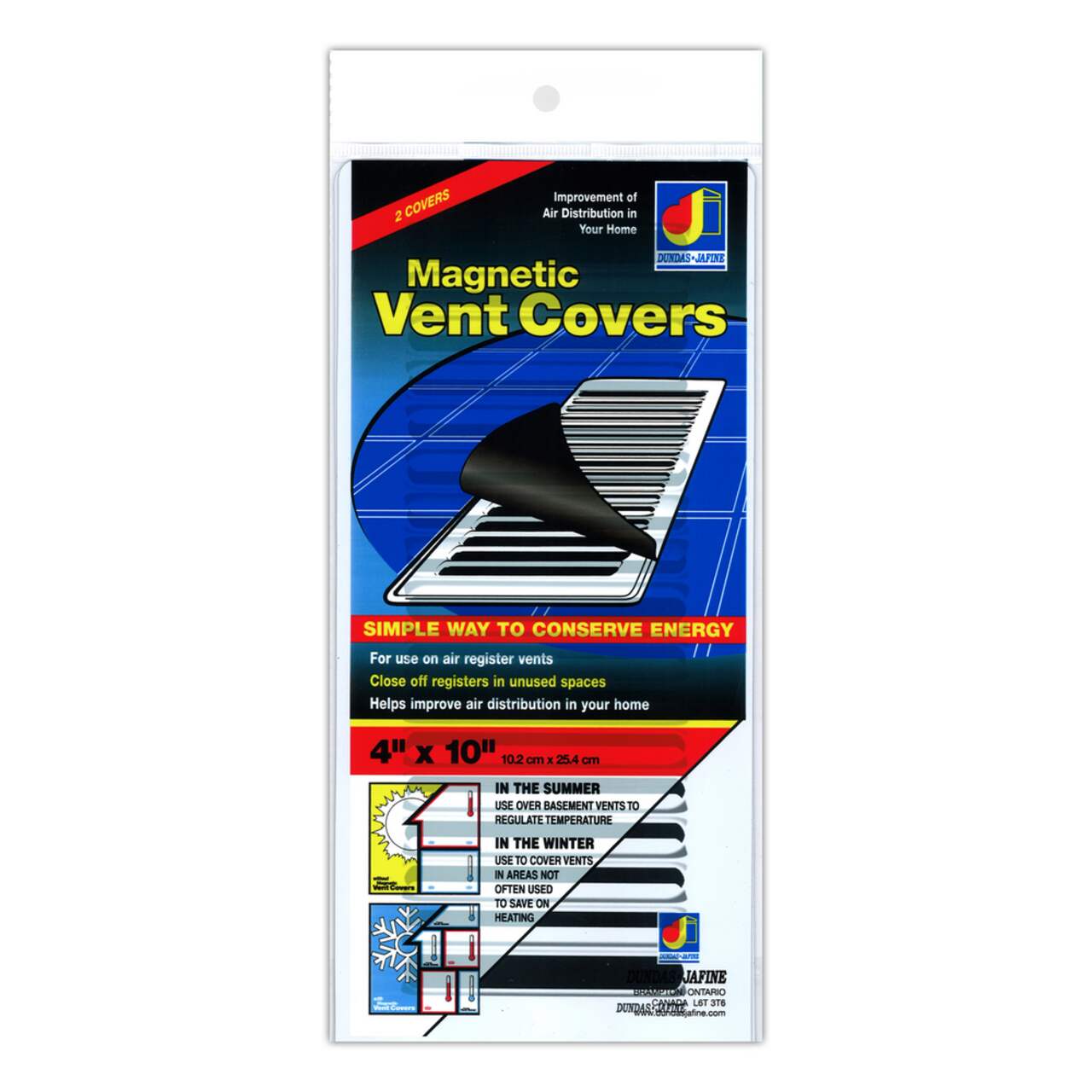 Dundas Jafine MVC410W10 Magnetic Vent Covers, White, 4 x 10-in, 2-pk