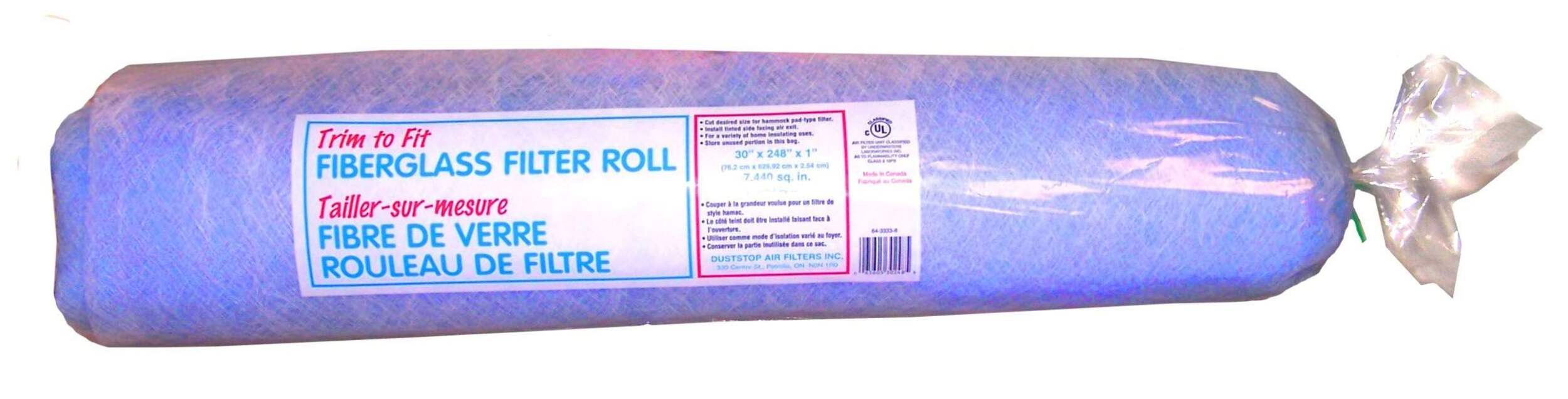 Duststop Trim to Fit Bulk Fibreglass Hammock Filter Roll, 30 x 248 x 1