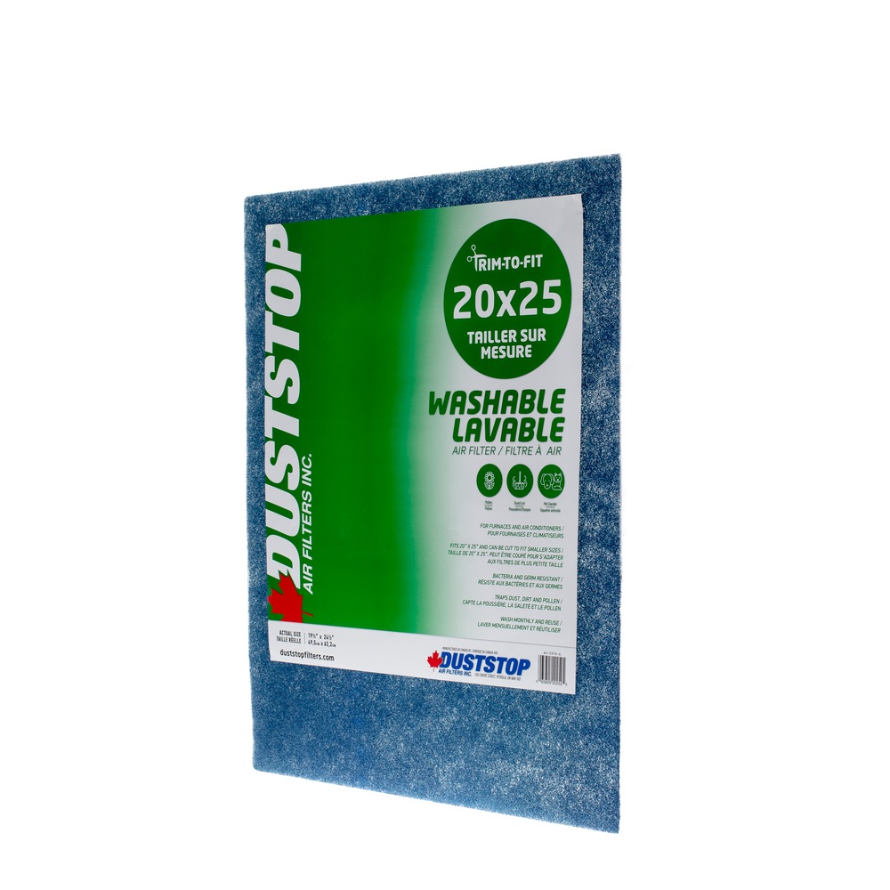 Duststop Trim to Fit Washable Furnace Air Filter, 20 x 25 x 3/4in, 1