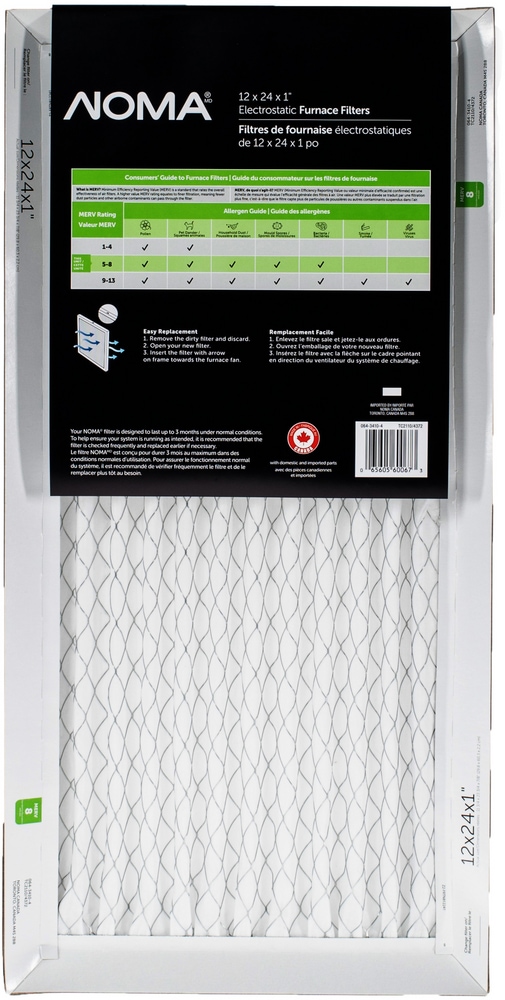 NOMA MERV 8 Furnace Air Filters, 12 x 24 x 1in, 2pk Canadian Tire