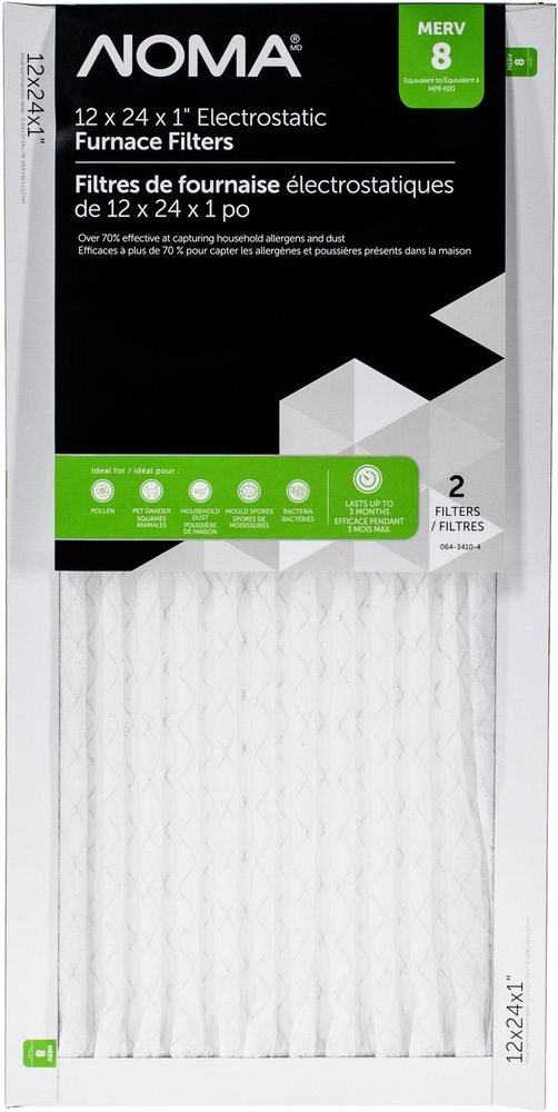 NOMA MERV 8 Furnace Air Filters, 12 x 24 x 1in, 2pk Canadian Tire
