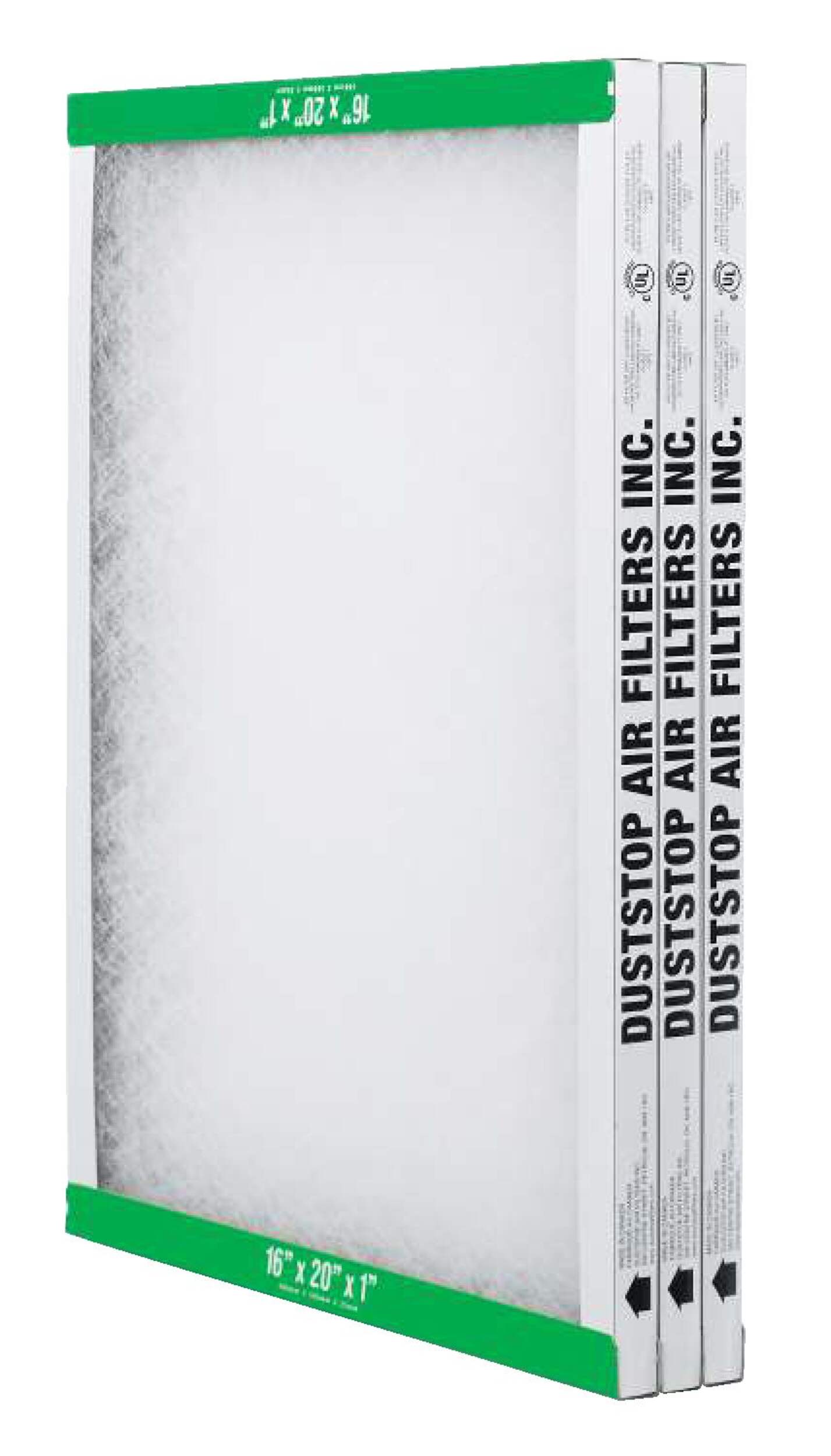 Duststop Furnace Fiberglass Air Filters, 16 x 20 x 1-in, 3-pk Front_Angled_Left